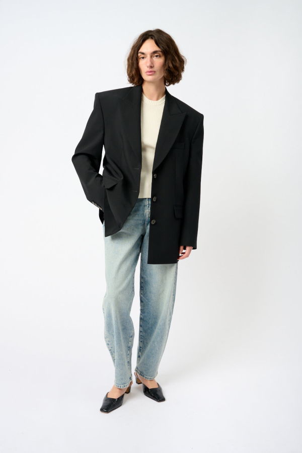 Magda Butrym The Silk and Wool-Blend Satin Blazer