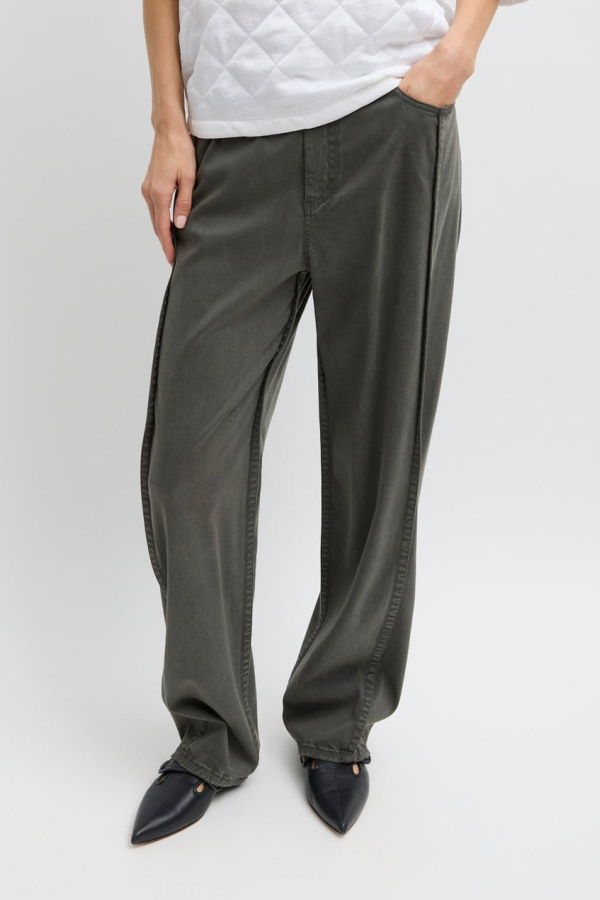 Tibi Twill Tuck Pants - Grey