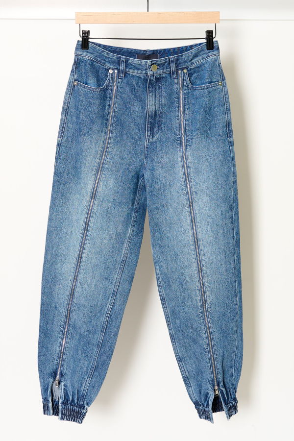 Tibi Zippered Denim Jogger Pants