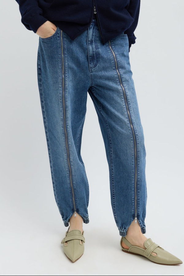 Tibi Zippered Denim Jogger Pants