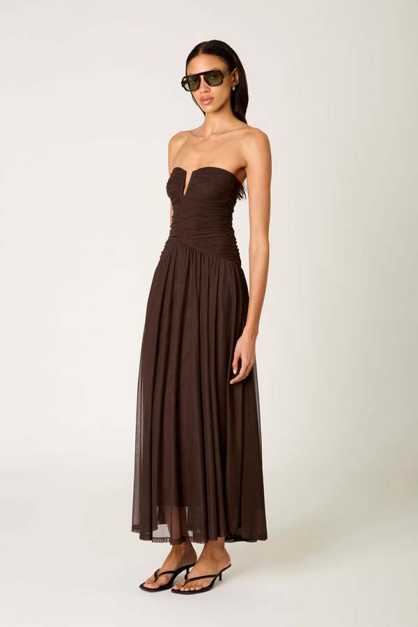 NIA Espresso Beverly Strapless Dress | Garmentory