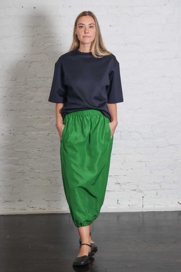 Tibi Italian Sporty Nylon Midi Anorak Skirt