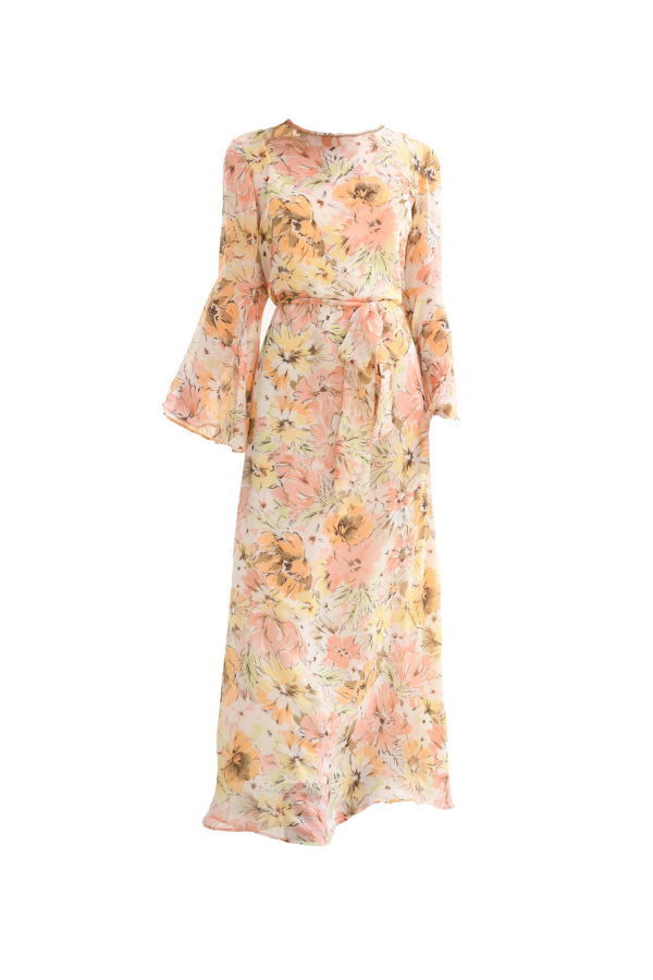 Madison Maison x Julie Harrah Florence Floral Long Dress - Peach