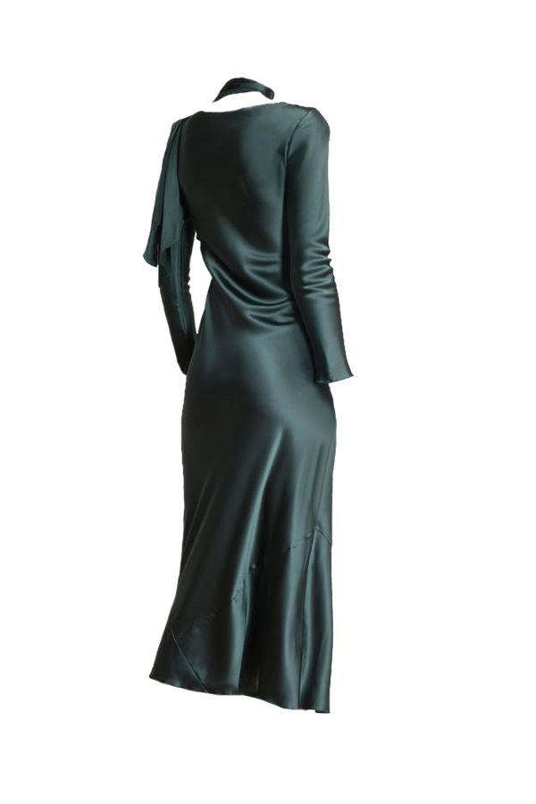Madison Maison x Julie Harrah Jill Bias Cut Silk Dress - Deep Forest Green