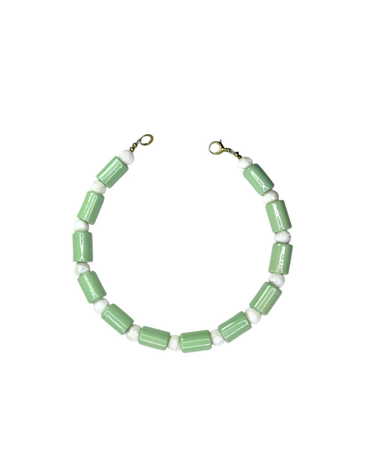 Her New Tribe Ambrosia and Mother of Pearl Bead Five Necklace - Green - Image 1 of 4