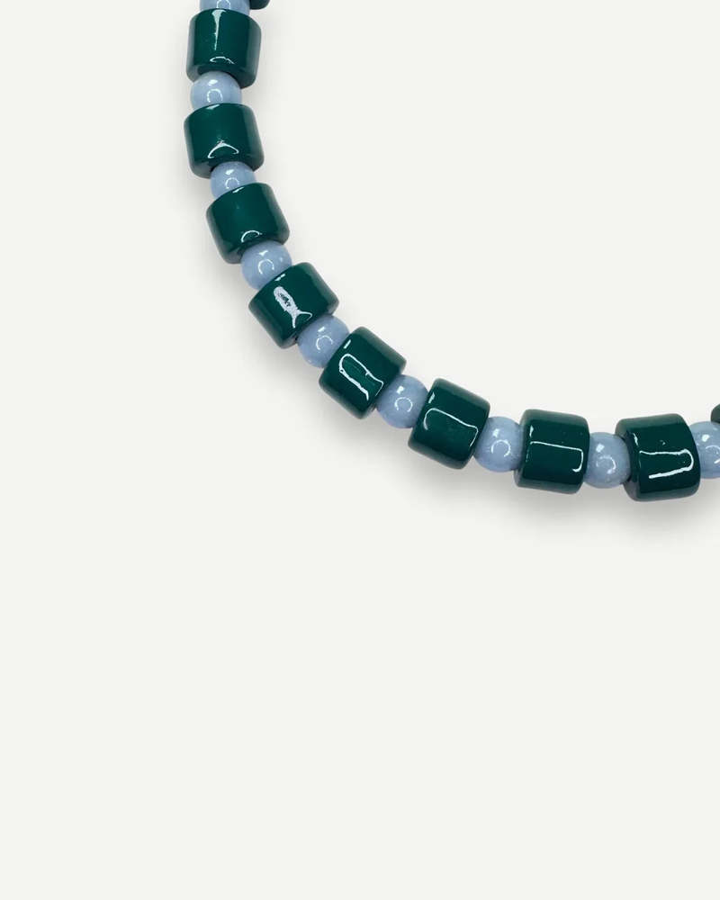 Her New Tribe Bottle and Blue Lace Agate Sundry Bead Two Necklace - Green