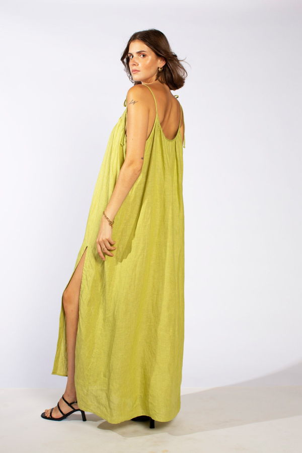 Loup Charmant Amelia Slip Dress in Linen - Apple