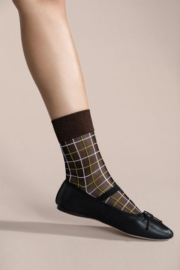 Hansel from Basel Grid Sheer Crew Socks