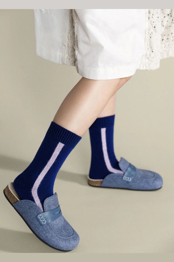 Hansel from Basel Racing Stripe Cashmere Crew Socks