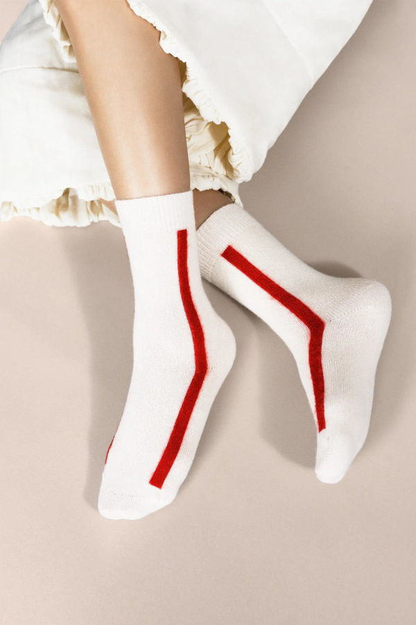 Hansel from Basel Racing Stripe Cashmere Crew Socks