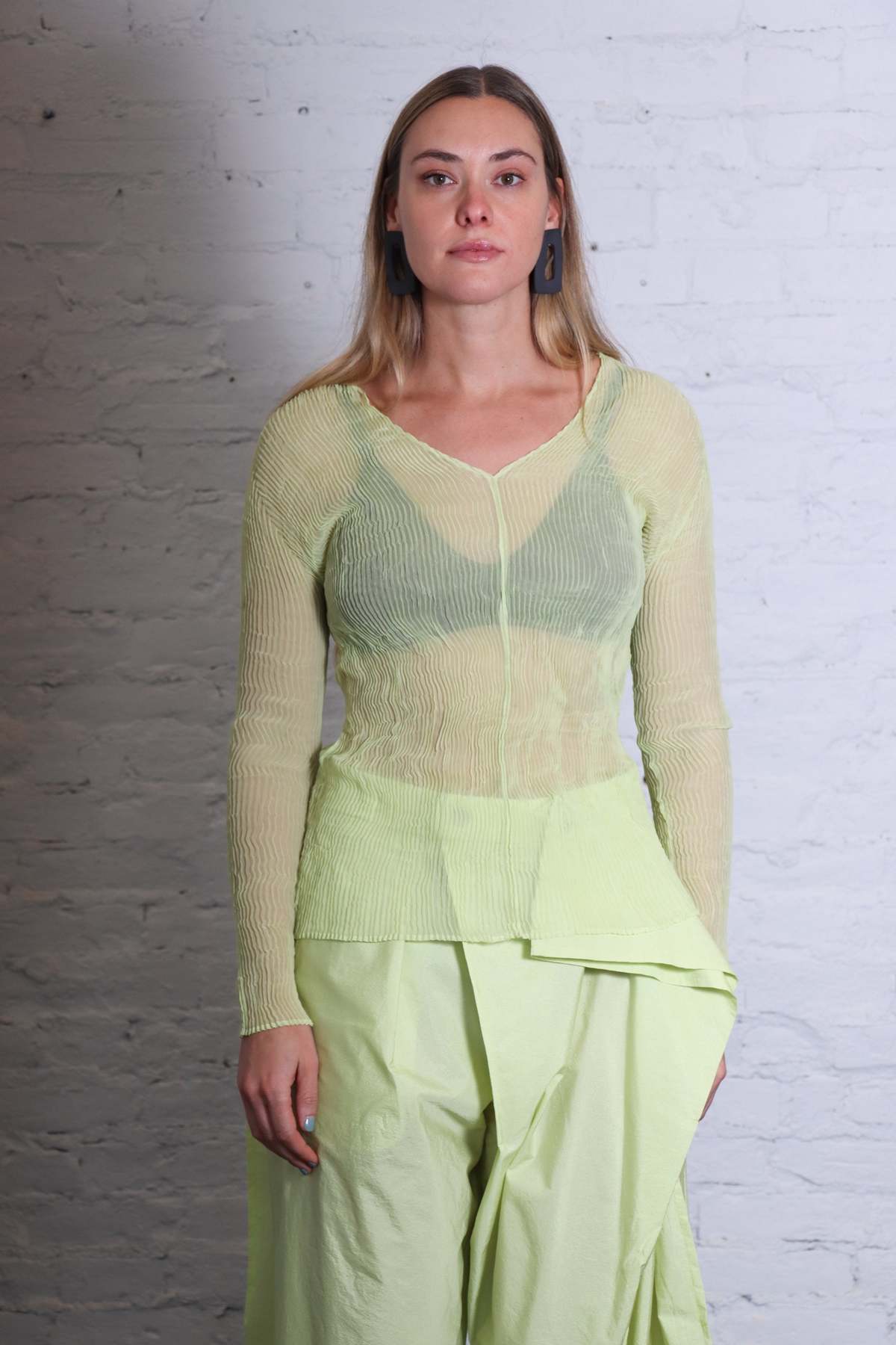 Issey Miyake Chiffon Twist 1 Top - Light Green - Image 4 of 6