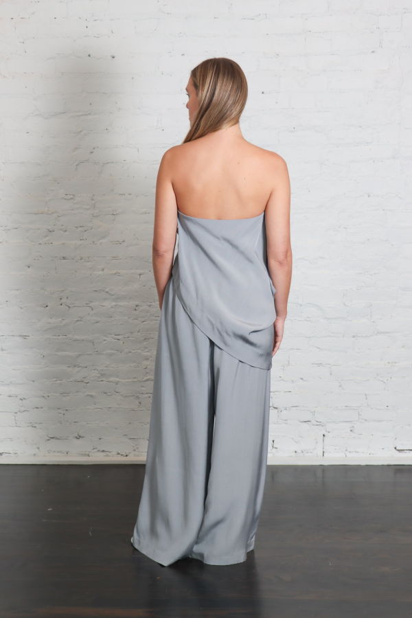 St. Agni Strapless Asymmetric Drape Top - Mist