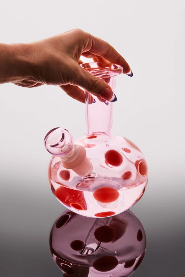 Edie Parker Spotted Bong in Pink Puff Smoking Accessory