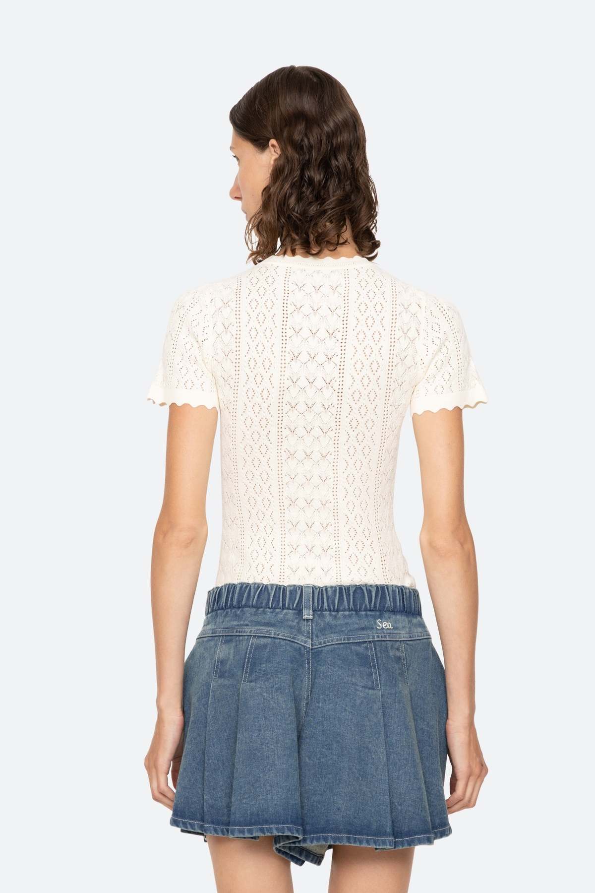 Sea NY Georgia Knit S/S Top Sweater - Cream - Image 2 of 3