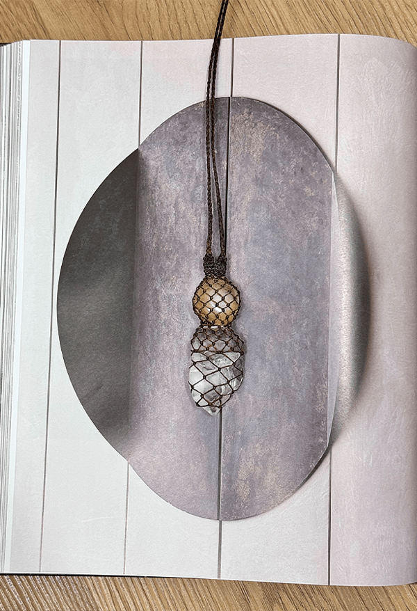 Carina Schott Dbl. Terminated Quartz Peach Quartz in Black Cord Necklace Carina Schott Dbl. Terminated Quartz Peach Quartz in Black Cord Necklace