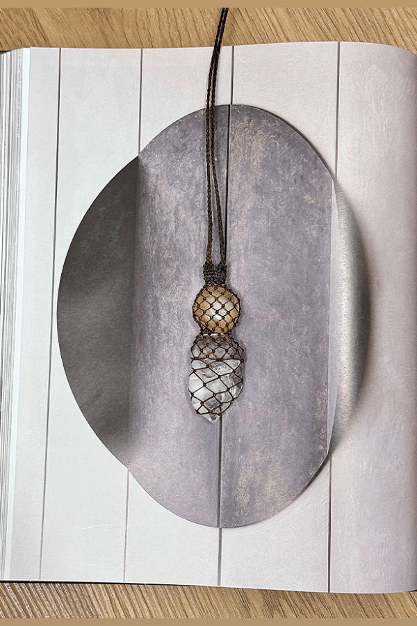 Carina Schott Dbl. Terminated Quartz Peach Quartz in Black Cord Necklace