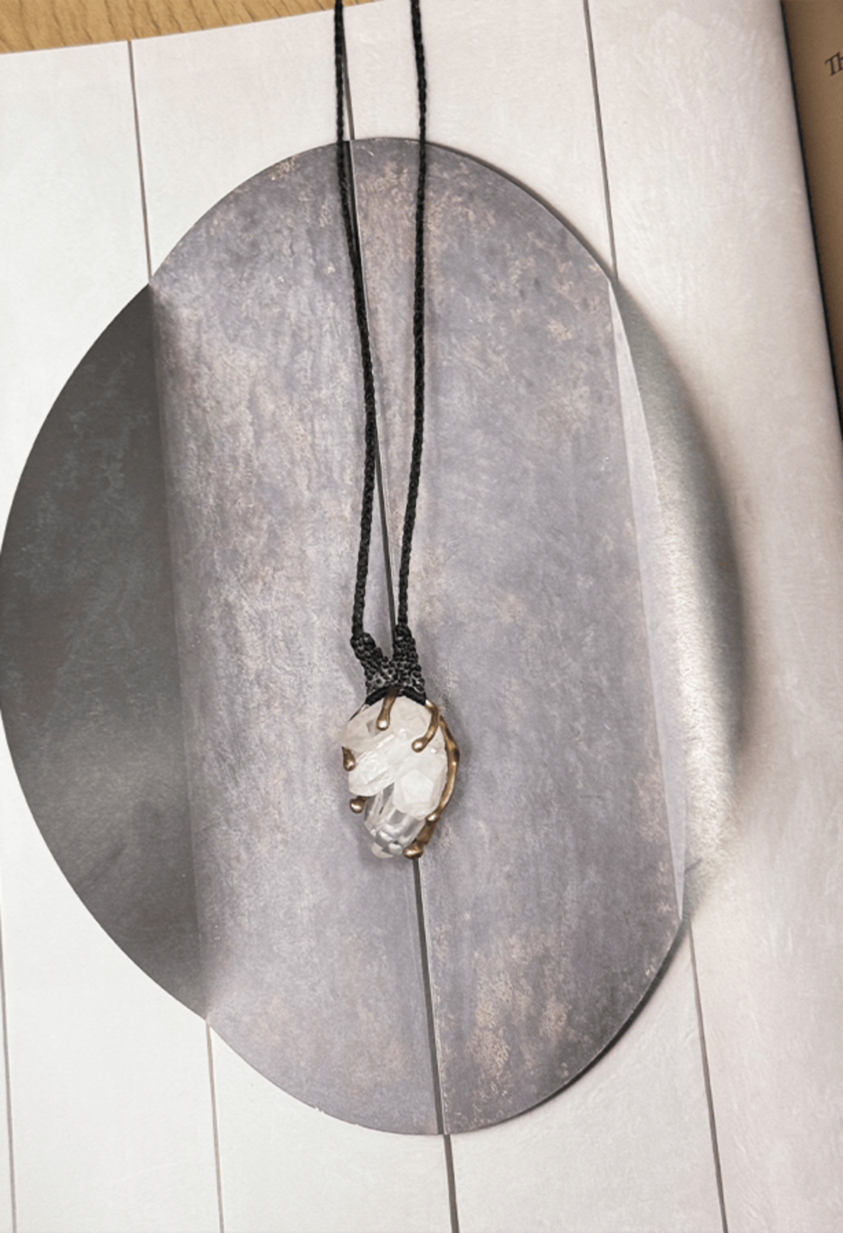 Carina Schott Quartz Cluster In Bronze With Black Cord Necklace - Image 1 of 2