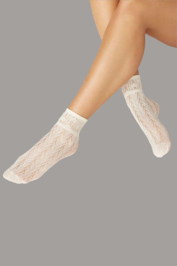 Swedish Stockings Erica Crochet Socks - Ivory Crochet