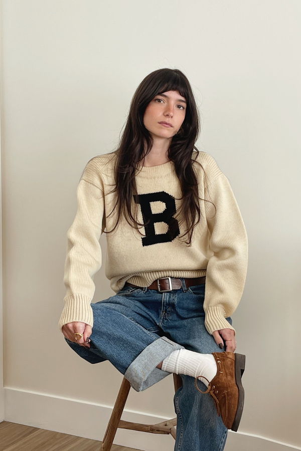 1940s Wool Varsity Knit Sweater