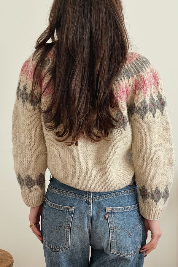 Vintage Hand-Knit Nordic Wool Sweater