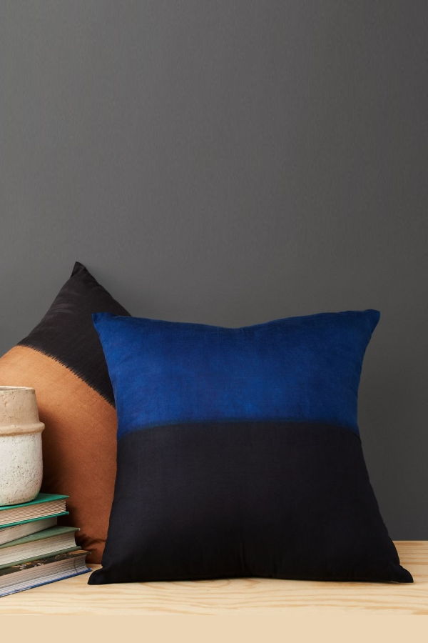 Variously Aakar Mor Color Block Pillow - Indigo/Black