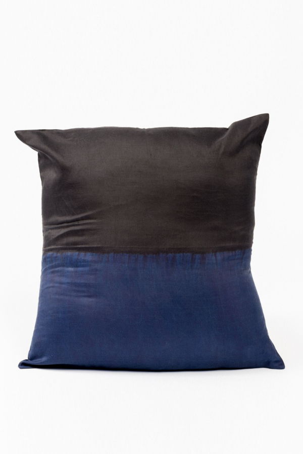Variously Aakar Mor Color Block Pillow - Indigo/Black