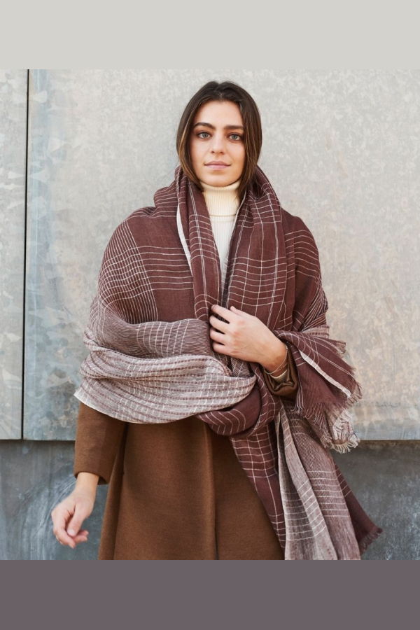 Variously Auro Cinnabar Handwoven Linen Scarf