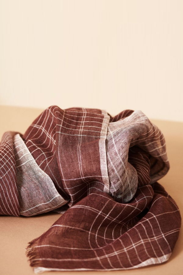 Variously Auro Cinnabar Handwoven Linen Scarf