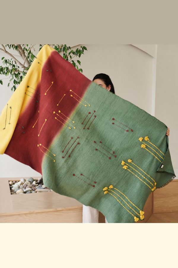 Variously Avocado Multi Color Hand Woven Merino Throw