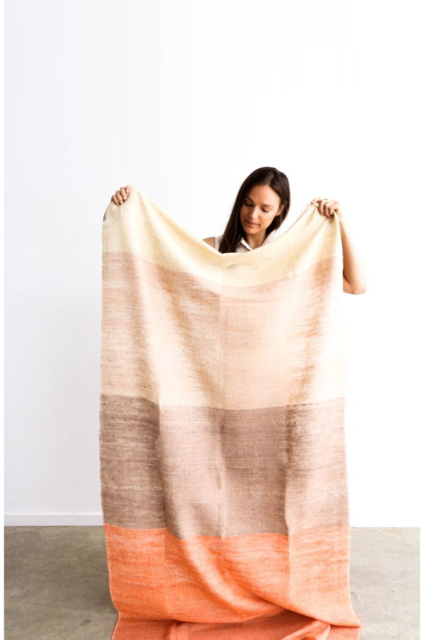 Variously Chestnut Color Block Throw - Cream/Brown/Orange