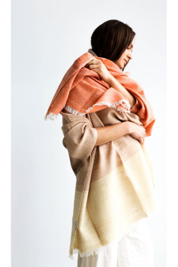 Variously Chestnut Color Block Throw - Cream/Brown/Orange