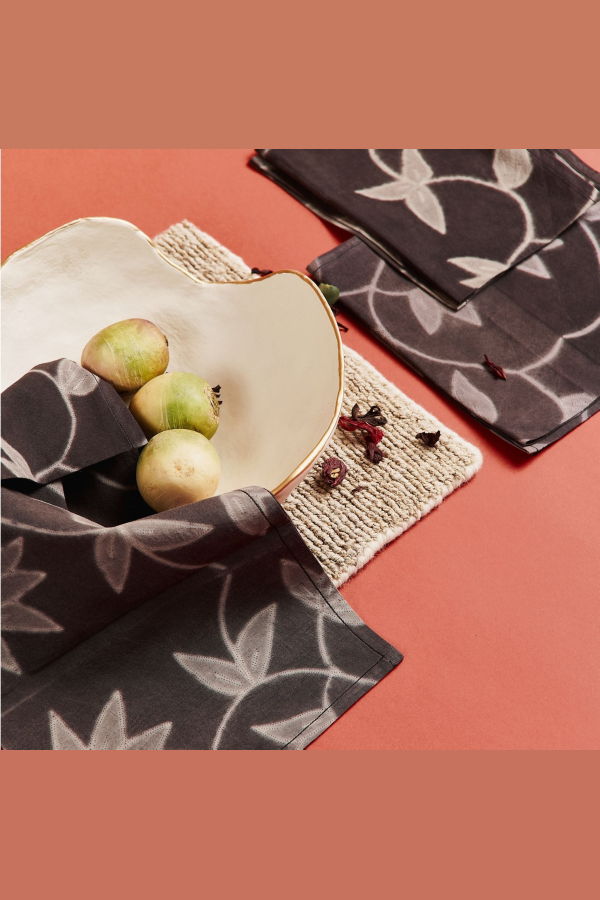 Variously Folio Handcrafted Shibori Cotton Table Napkins - Black