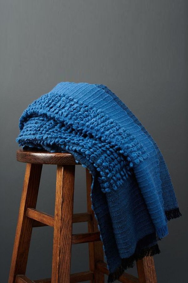 Variously Macaroon Midnight Handloom Throw - Midnight/Navy Blue