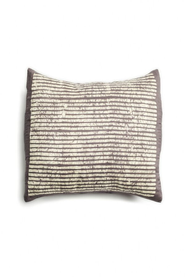 Variously Maple Black Hand Wax Block Printed Stripes Pillow - Black
