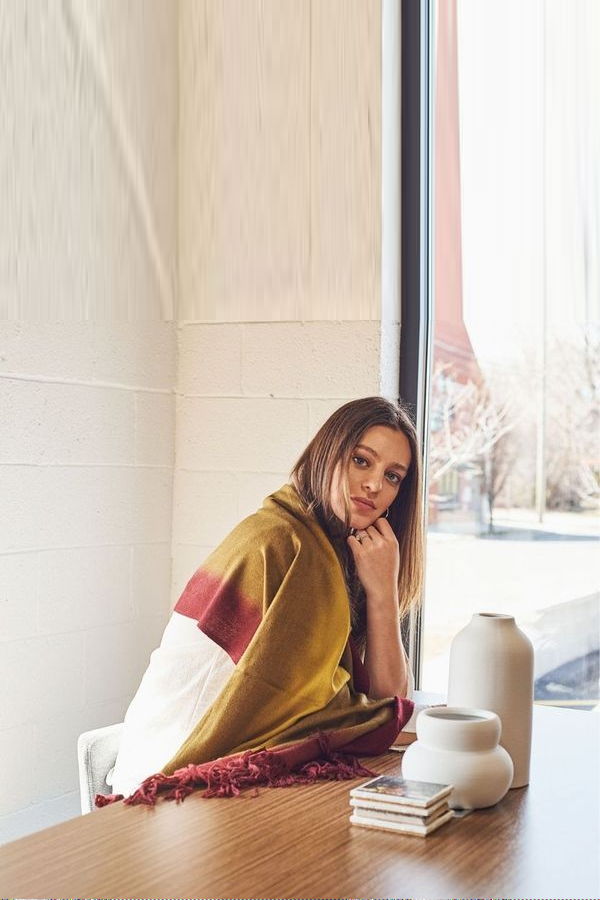 Variously Marigold Merino Ombre Handloom Throw