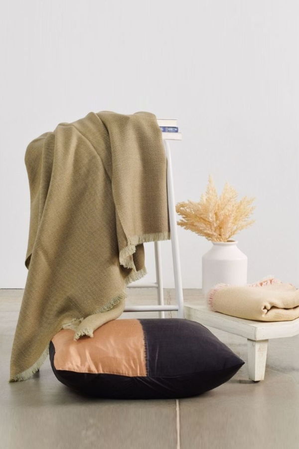 Variously Haze Green Merino Handloom Throw