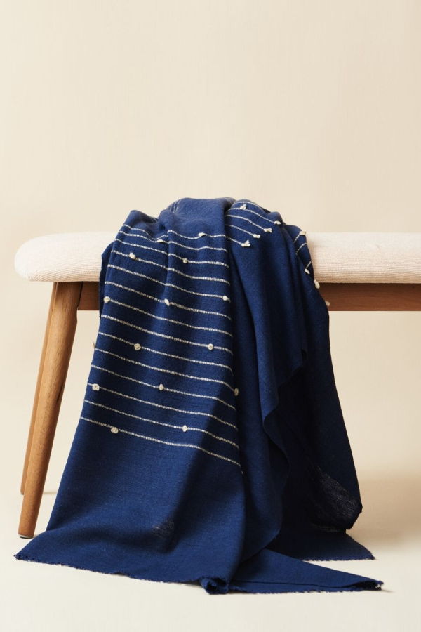 Variously Rosewood Indigo Throw - Soft Indigo