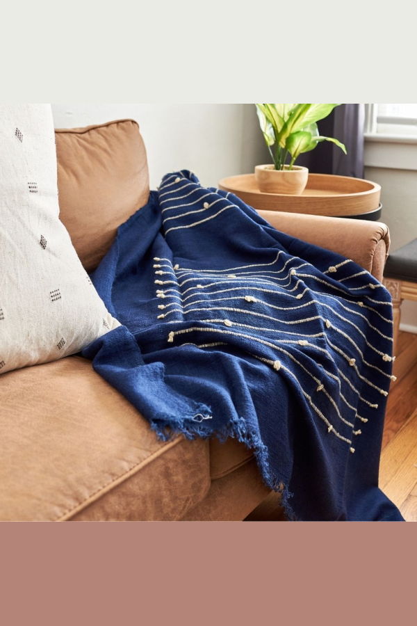 Variously Rosewood Indigo Throw - Soft Indigo