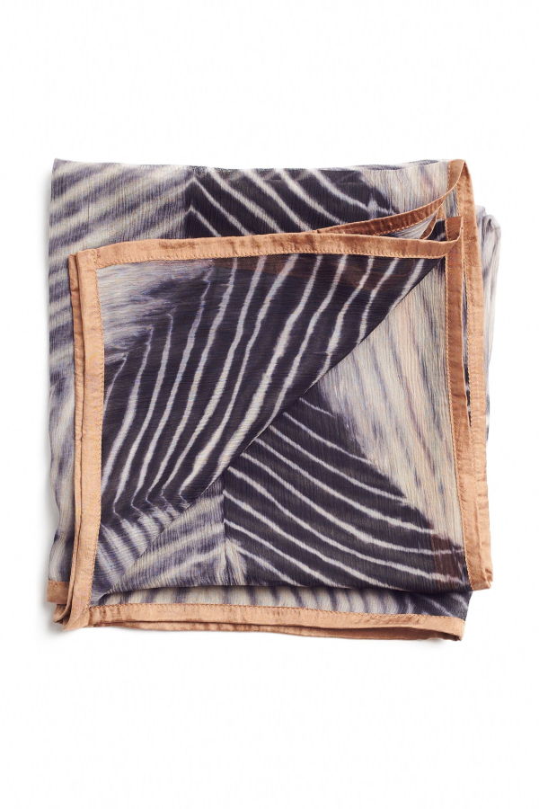 Variously Samu Shibori Print Silk Chiffon Scarf - Black