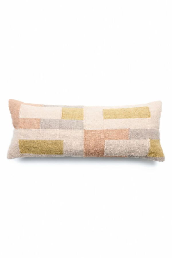 Variously Shale Handloom Cotton Large Lumbar Pillow - Multicolor