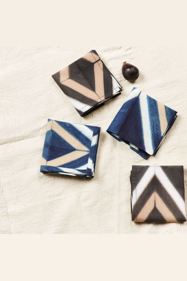 Variously Tisa Shibori Print Cotton Table Napkin - Indigo (Set of 4)