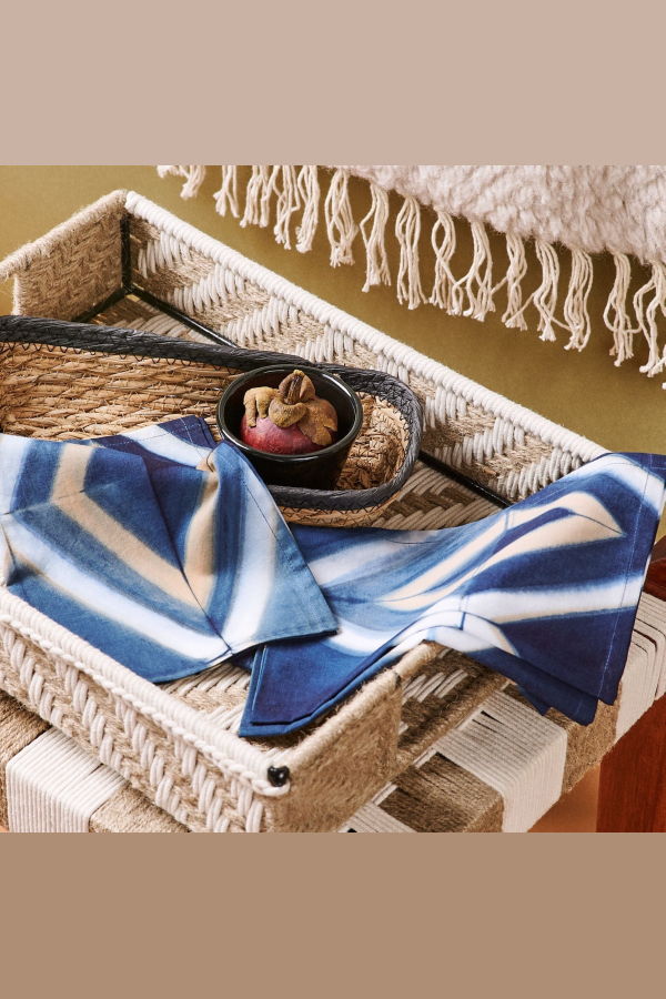Variously Tisa Shibori Print Cotton Table Napkin - Indigo (Set of 4)