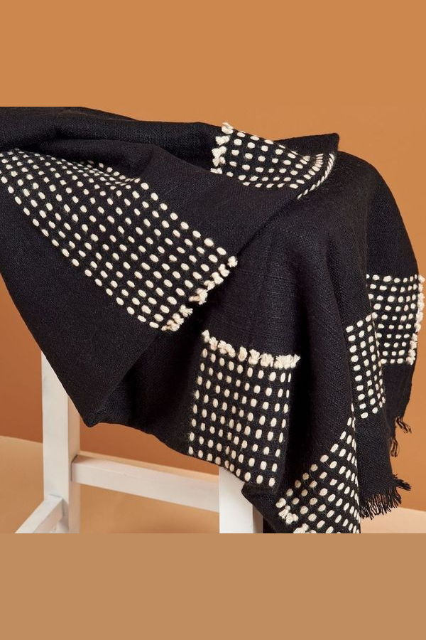Variously Handloom Throw - Black