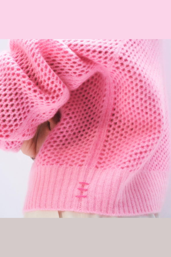 White + Warren Cashmere Mesh Cardigan - Pink Buds