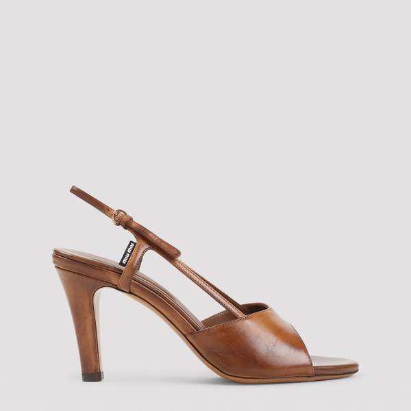 MIU MIU Calf Leather Sandals - Cognac