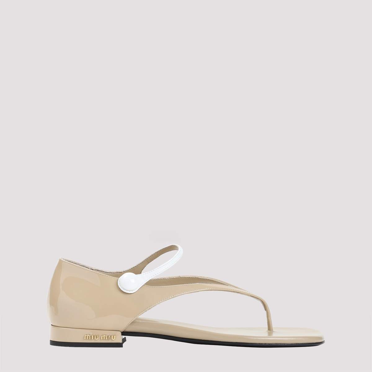 MIU MIU Calf Leather Sandals - Sabbia Bianco - Image 1 of 5