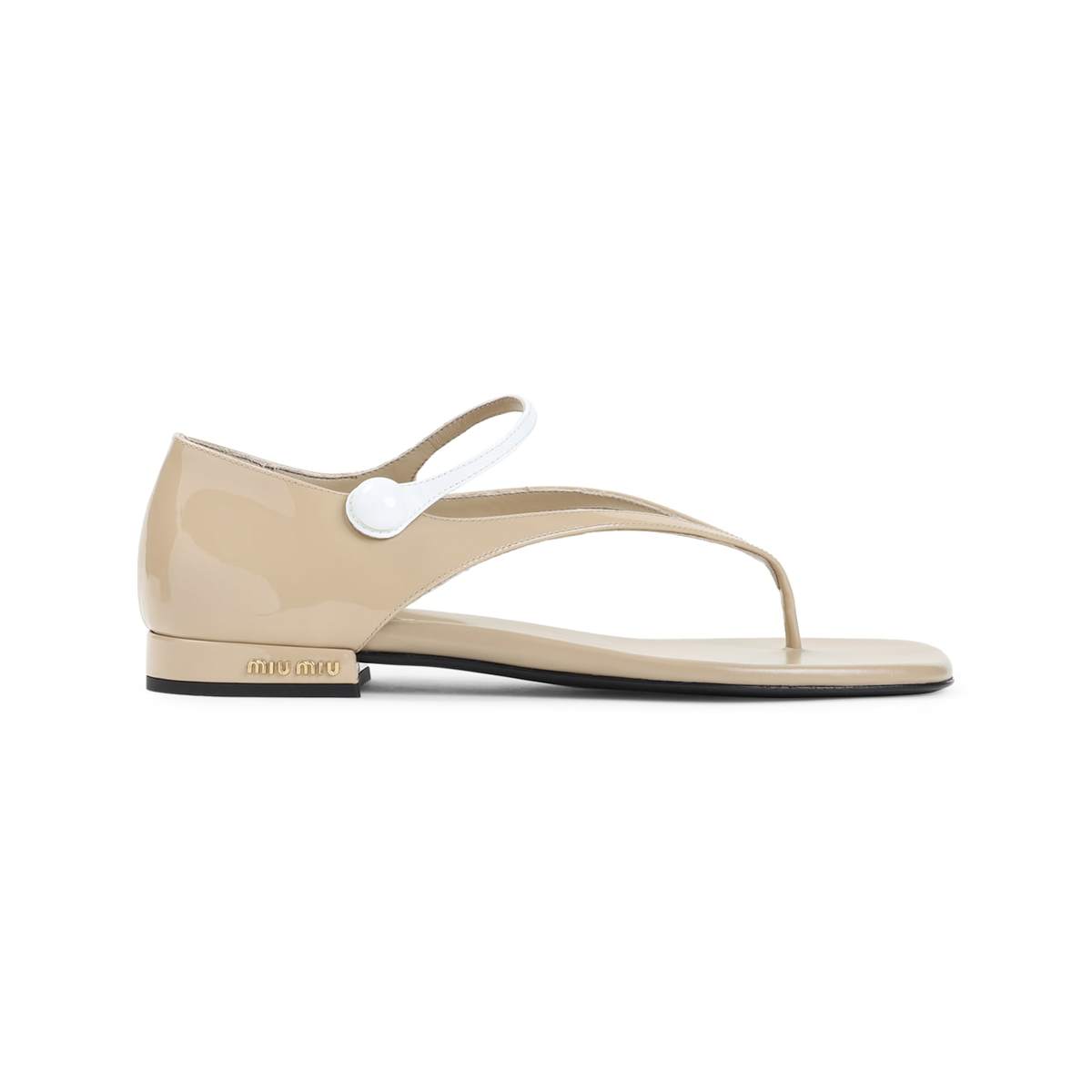 MIU MIU Calf Leather Sandals - Sabbia Bianco - Image 2 of 5