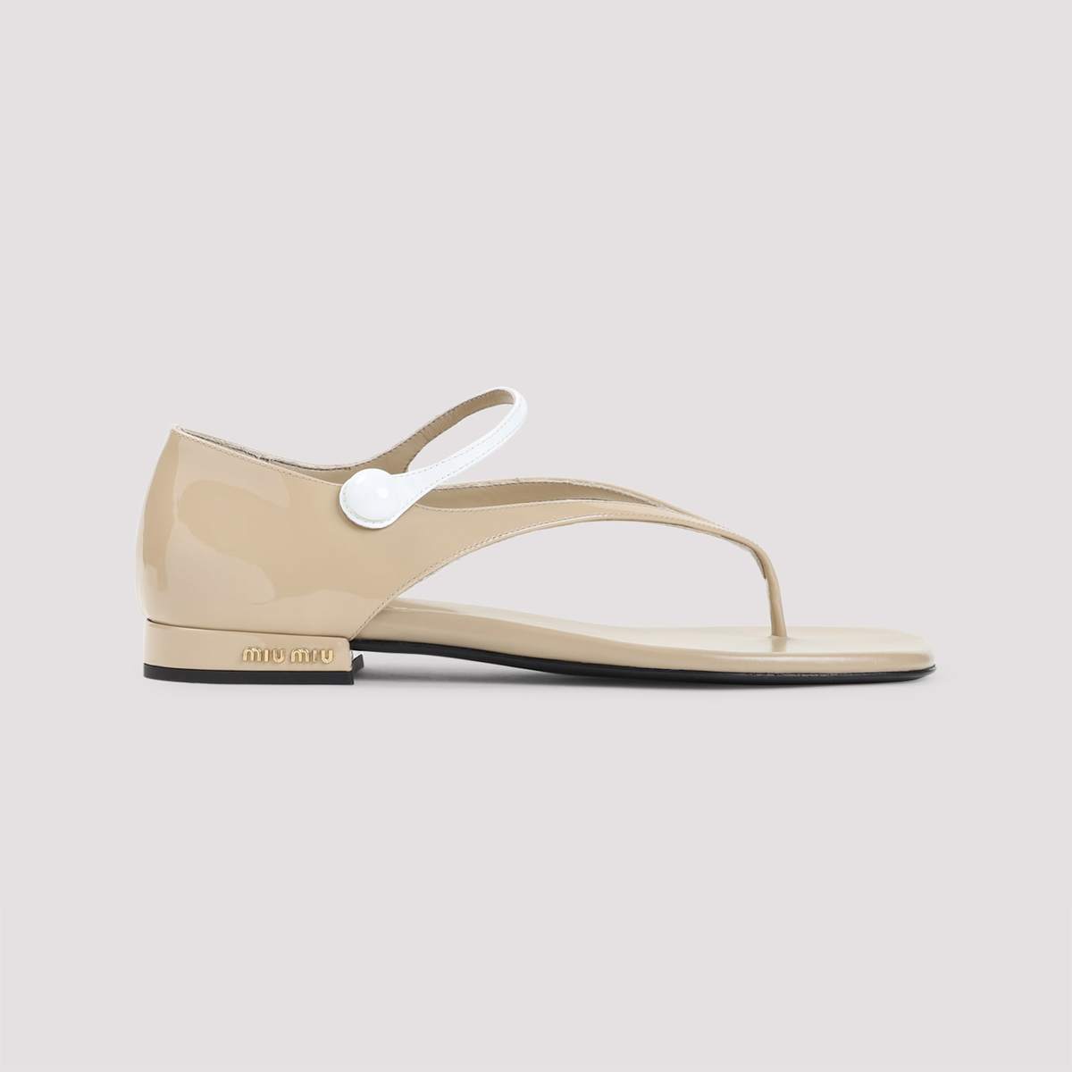 MIU MIU Calf Leather Sandals - Sabbia Bianco - Image 3 of 5