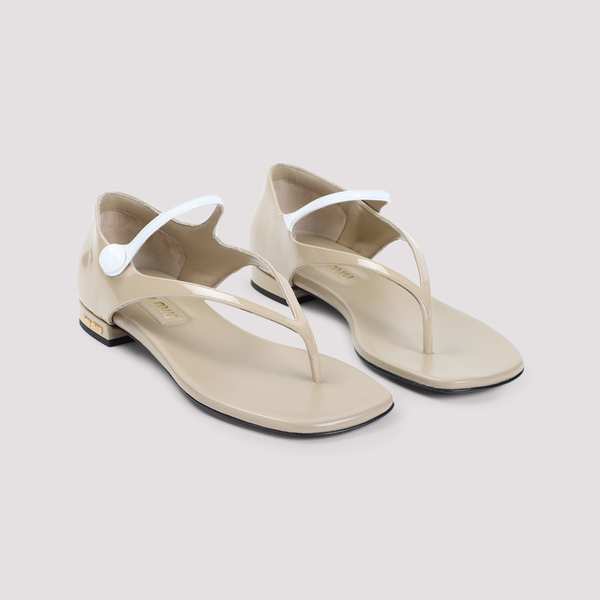 MIU MIU Calf Leather Sandals - Sabbia Bianco