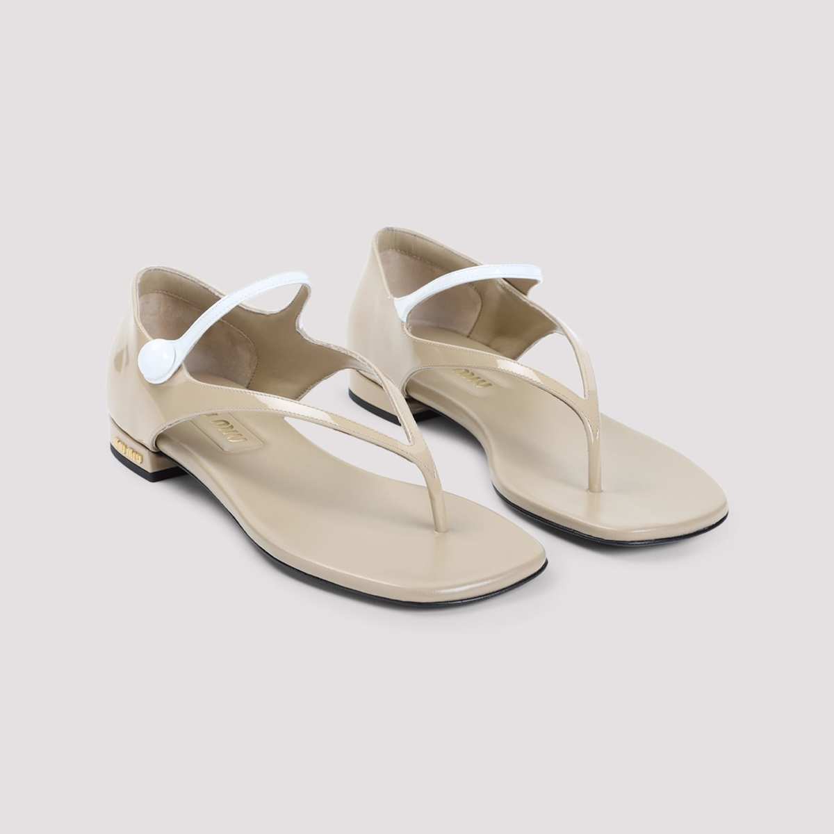 MIU MIU Calf Leather Sandals - Sabbia Bianco - Image 5 of 5